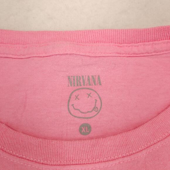 Nirvana Band Casual Crew Neck Graphic Shirt Adult Mens Size Extra Large XL Pink - Picture 3 of 10